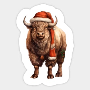 Vintage Christmas Bison Sticker